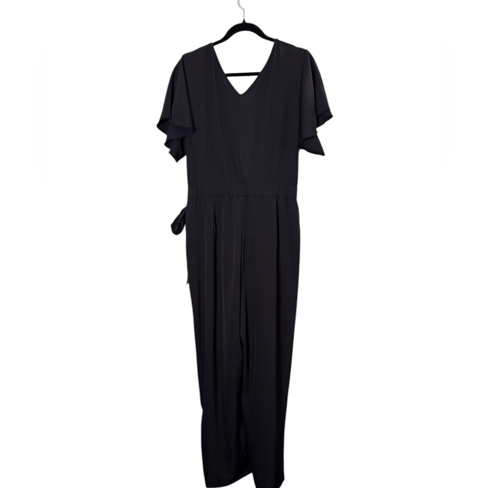 Halara Women’s Black Short Sleeve Wide Leg Wrap Jumpsuit Sz XL - Picture 6 of 16